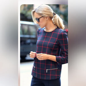 Zara woman plaid pull over blouse Size medium